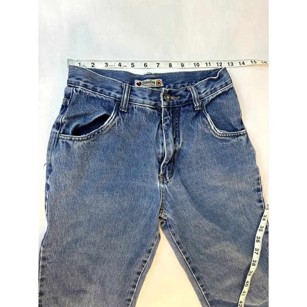 Vintage Embroidered Gasoline Jeans Floral 100% Cotton - Girls Size 14
